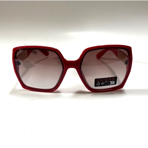 New GUESS Oversized Square Sunglasses GO00031 Acetate Embossed Red Gold main image 4